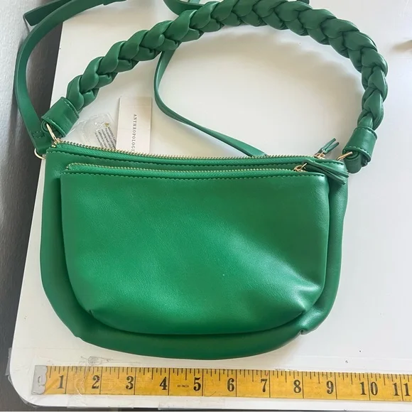 Anthropologie Faux Leather Convertible Crossbody Bag  Emerald Green NWT - Picture 13 of 13